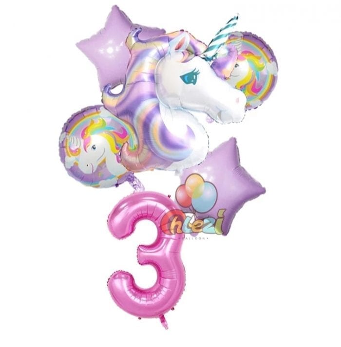 SET UNICORN CU CIFRA 3 - 100 CM