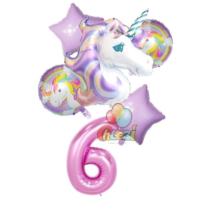 SET UNICORN CU CIFRA 6 - 100 CM