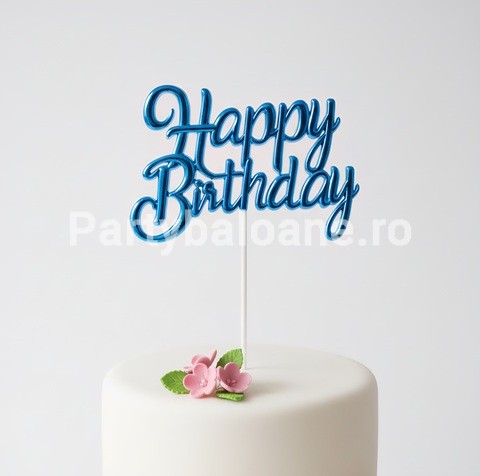 TOPPER TORT HAPPY BIRTHDAY ALBASTRU