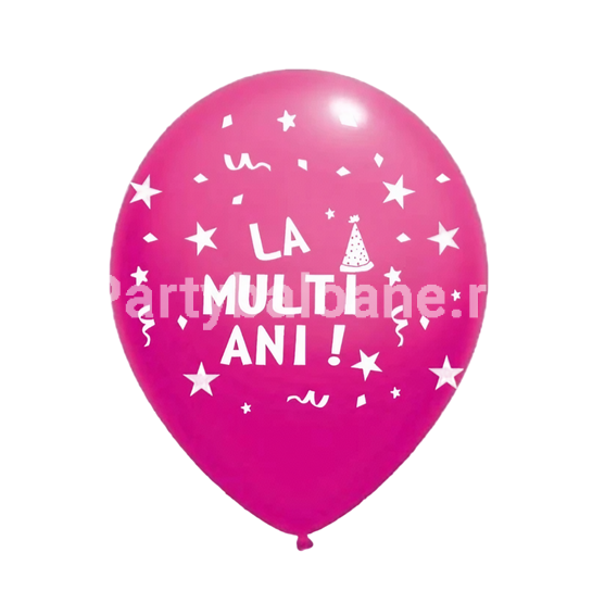 SET 10 BALOANE LATEX , ROZ INCHIS IMPRIMATE LA MULTI ANI - 30 CM