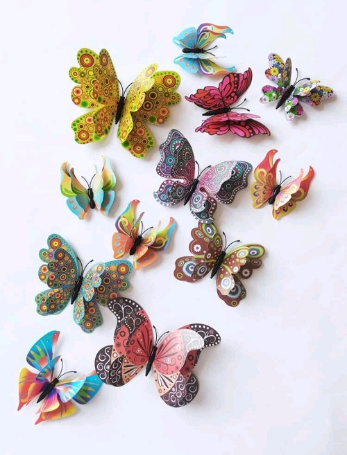SET 12 FLUTURI MULTICOLORATI CU ARIPI DUBLE