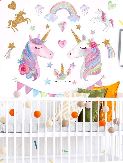 STICKER DECORATIV - UNICORNI SI CURCUBEU