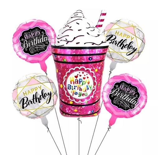 SET 5 BALOANE FOLIE HAPPY BIRTHDAY - FRAPPE