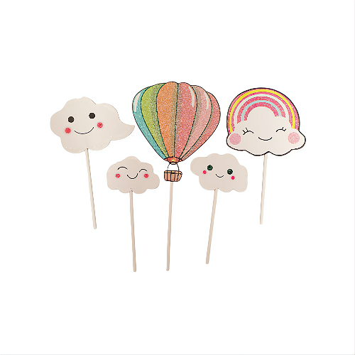 SET 5 TOPPERE TORT CU NORI SI BALON CU AER CALD