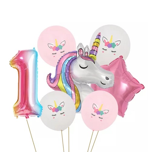 SET 7 BALOANE FOLIE SI LATEX UNICORN - CIFRA 1