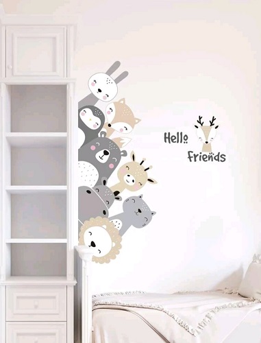 STICKER DECORATIV PENTRU PERETE - ANIMALUTE SAFARI HELLO FRIEND MODEL 2