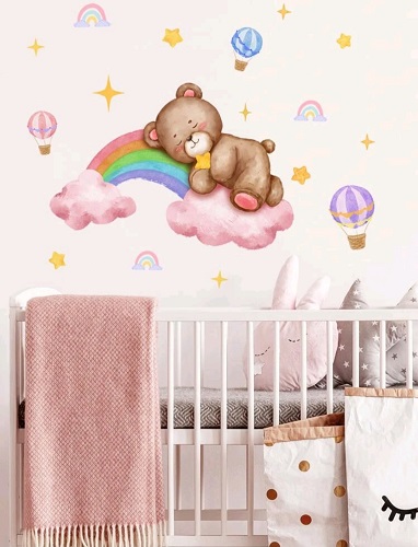 STICKER DECORATIV PENTRU PERETE - URSULET,BALOANE CU AER CALD SI CURCUBEU