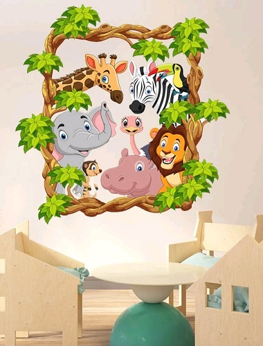 STICKER DECORATIV PENTRU PERETE - ANIMALUTE SAFARI IN RAMA - COD 144B