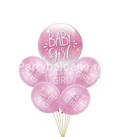 SET 7 BALOANE FOLIE SI LATEX , ROZ CU IMPRIMEU ITS A GIRL