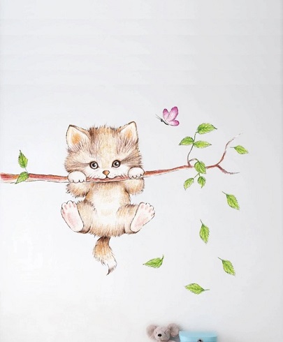 STICKER DECORATIV PENTRU PERETE – PISICA PE CREANGA