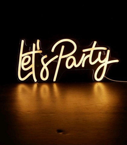 NEON LET S PARTY CU LUMINA GALBENA