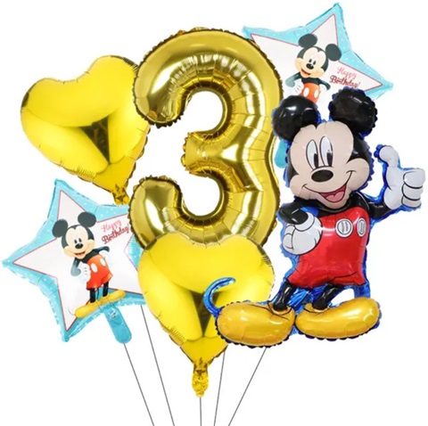 SET 6 BALOANE CU CIFRA 3 SI MICKEY
