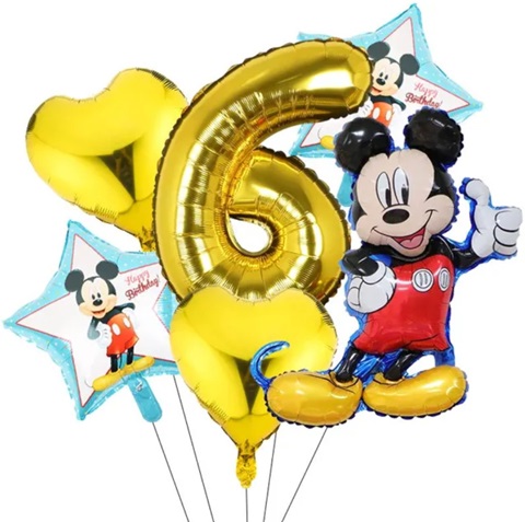 SET 6 BALOANE CU CIFRA 6 SI MICKEY
