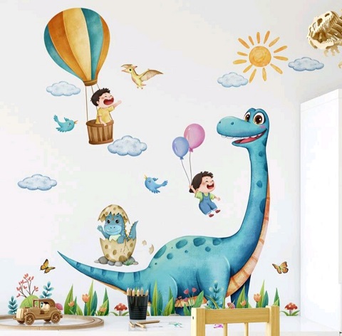 STICKER DECORATIV PENTRU PERETE - DINOZAUR SI COPII - COD 170