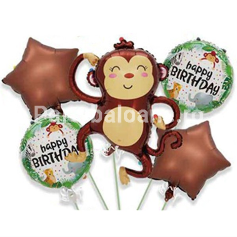 Set 5 baloane pentru aniversare ,safari - Maimuta
