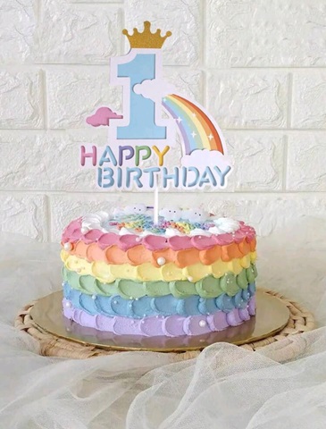 TOPPER PENTRU TORT HAPPY BIRTHDAY - CURCUBEU CIFRA 1 BLEU