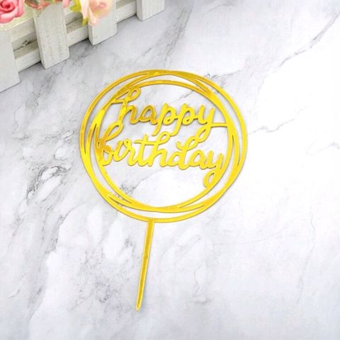 TOPPER DIN PLEXIGLAS PENTRU TORT - HAPPY BIRTHDAY AURIU
