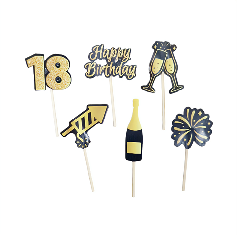 SET 6 TOPPERE PENTRU TORT HAPPY BIRTHDAY 18 - MAJORAT
