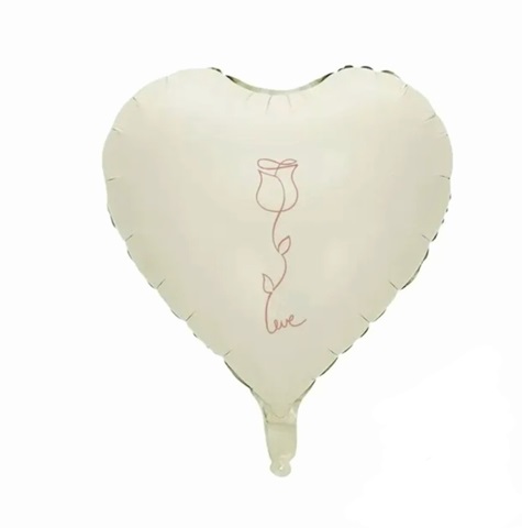 BALON FOLIE INIMA WHITE SAND CU IMPRIMEU TRANDAFIR - 45 CM