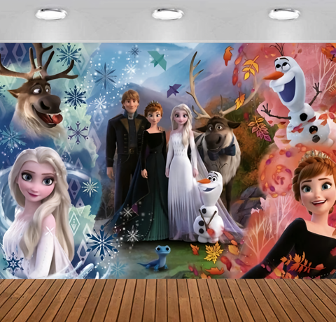 BACKGROUND TEXTIL PENTRU ARANJAMENT ARCADA FROZEN ANA SI ELSA COD 175