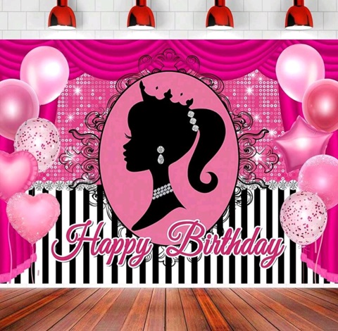 BACKGROUND TEXTIL PENTRU ARANJAMENT ARCADA HAPPY BIRTHDAY BARBIE COD 194