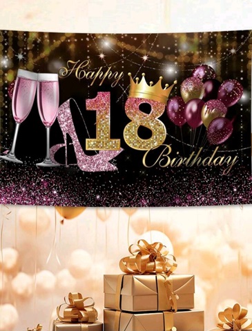 BACKGROUND TEXTIL PENTRU ARANJAMENT ARCADA HAPPY BIRTHDAY MAJORAT COD 190