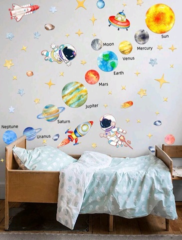 STICKER DECORATIV PENTRU PERETE ASTRONAUTI SI PLANETE - COD 296
