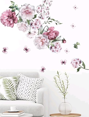STICKER DECORATIV PENTRU PERETE - FLORI ROZ COD 276