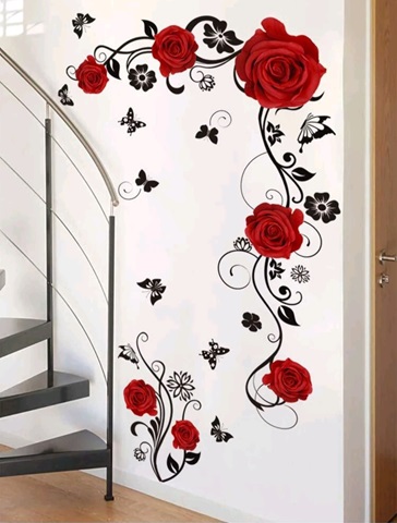 STICKER DECORATIV PENTRU PERETE TRANDAFIRI ROSII - COD 264