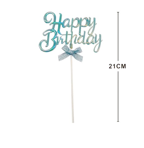 TOPPER PENTRU TORT HAPPY BIRTHDAY ALBASTRU LUMINOS