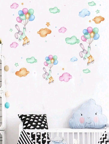 STICKER DECORATIV PENTRU PERETE – IEPURASI CU BALOANE COD 310