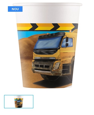 Set 8 pahare carton Masini , 200 ml