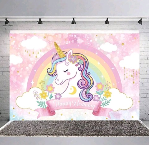 BACKGROUND TEXTIL PENTRU ARANJAMENT ARCADA HAPPY BIRTHDAY – UNICORN COD 211