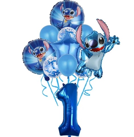 Set 10 baloane folie si latex cu cifra 1 - Stitch