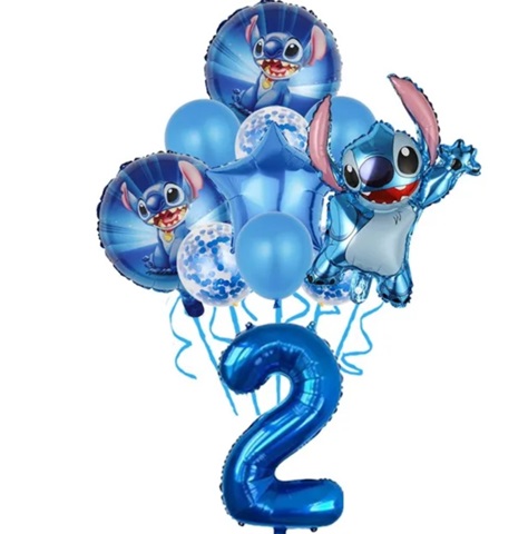 Set 11 baloane folie si latex cu cifra 2 - Stitch