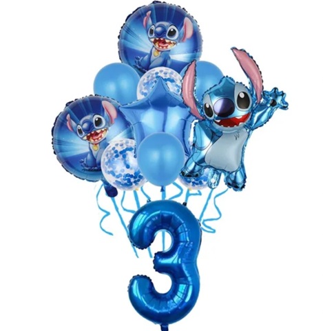 Set 11 baloane folie si latex cu cifra 3 - Stitch