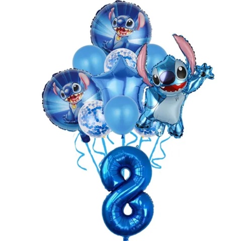 Set 11 baloane folie si latex cu cifra 8 - Stitch