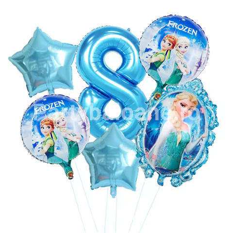 Set 6 baloane folie Frozen cu cifra 8