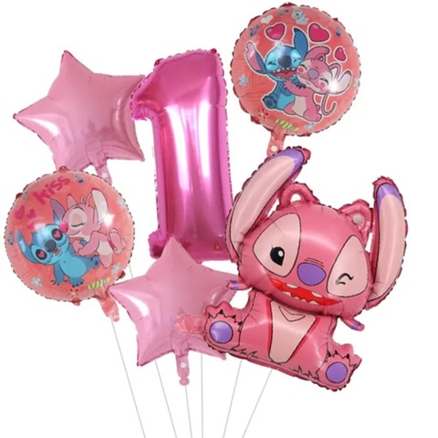 Set 6 baloane folie cu cifra 1 - Stitch Lillo