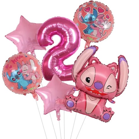 Set 6 baloane folie cu cifra 2 - Stitch Lillo