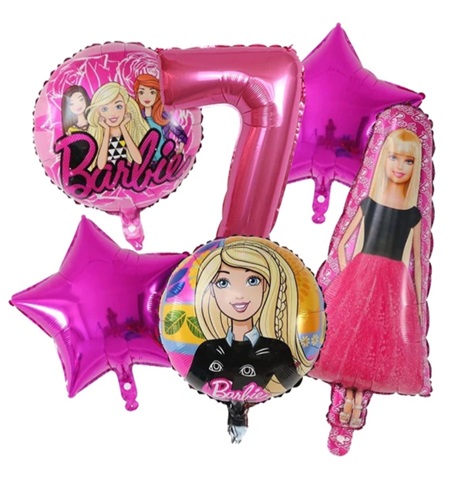 Set 6 baloane folie cu cifra 7 - Barbie