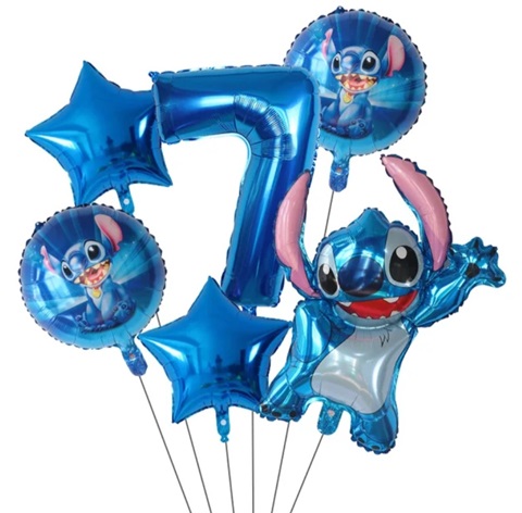 Set 6 baloane folie cu cifra 7 - Stitch