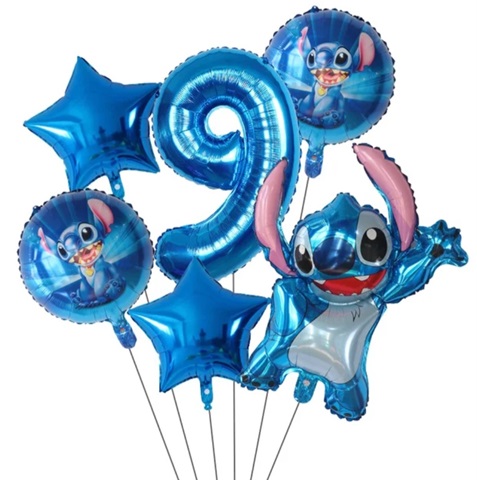 Set 6 baloane folie cu cifra 9 - Stitch