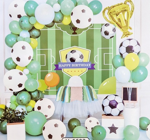 Set aranjament baloane Fotbal cu Background Happy Birthday