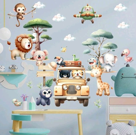 Sticker decorativ pentru perete - Animalute safari COD 339