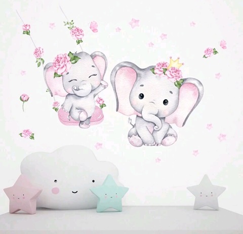 Sticker decorativ pentru perete - Elefanteii veseli cod 333
