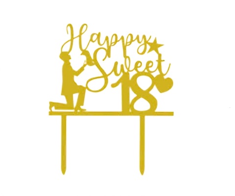 TOPPER PENTRU TORT - HAPPY SWEET 18 , AURIU - MAJORAT