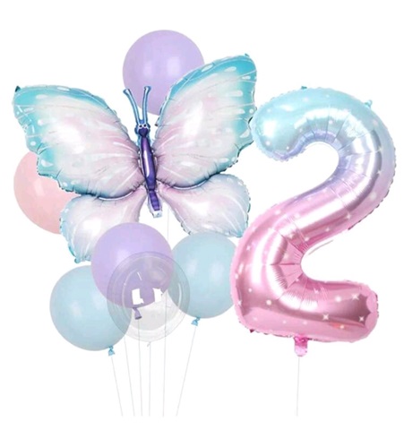 SET 8 BALOANE FOLIE SI LATEX – FLUTURE SI CIFRA 2