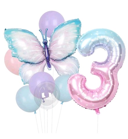 SET 8 BALOANE FOLIE SI LATEX – FLUTURE SI CIFRA 3