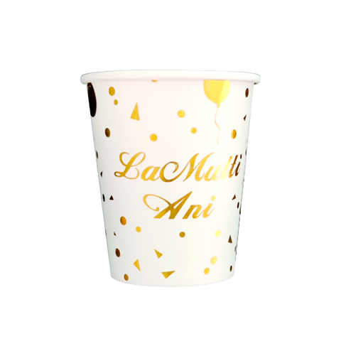 SET 8 PAHARE ALB CU AURIU , LA MULTI ANI 200 ML